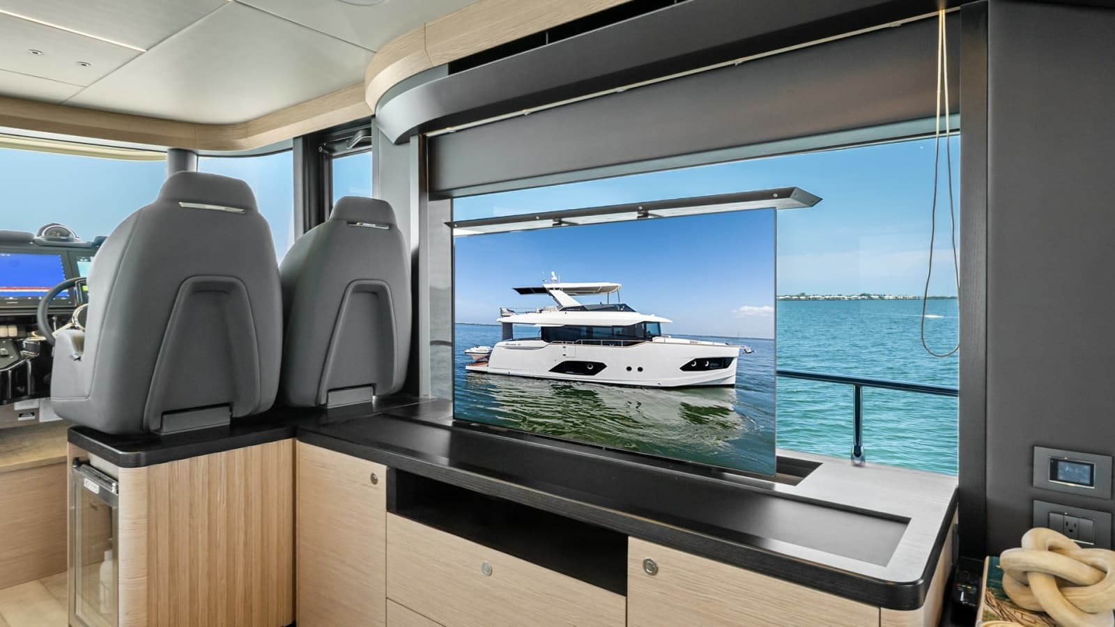 2026 Absolute Navetta 58 "ANDIAMO" - Pop-up TV Located in the Salon Behind the Helm Station