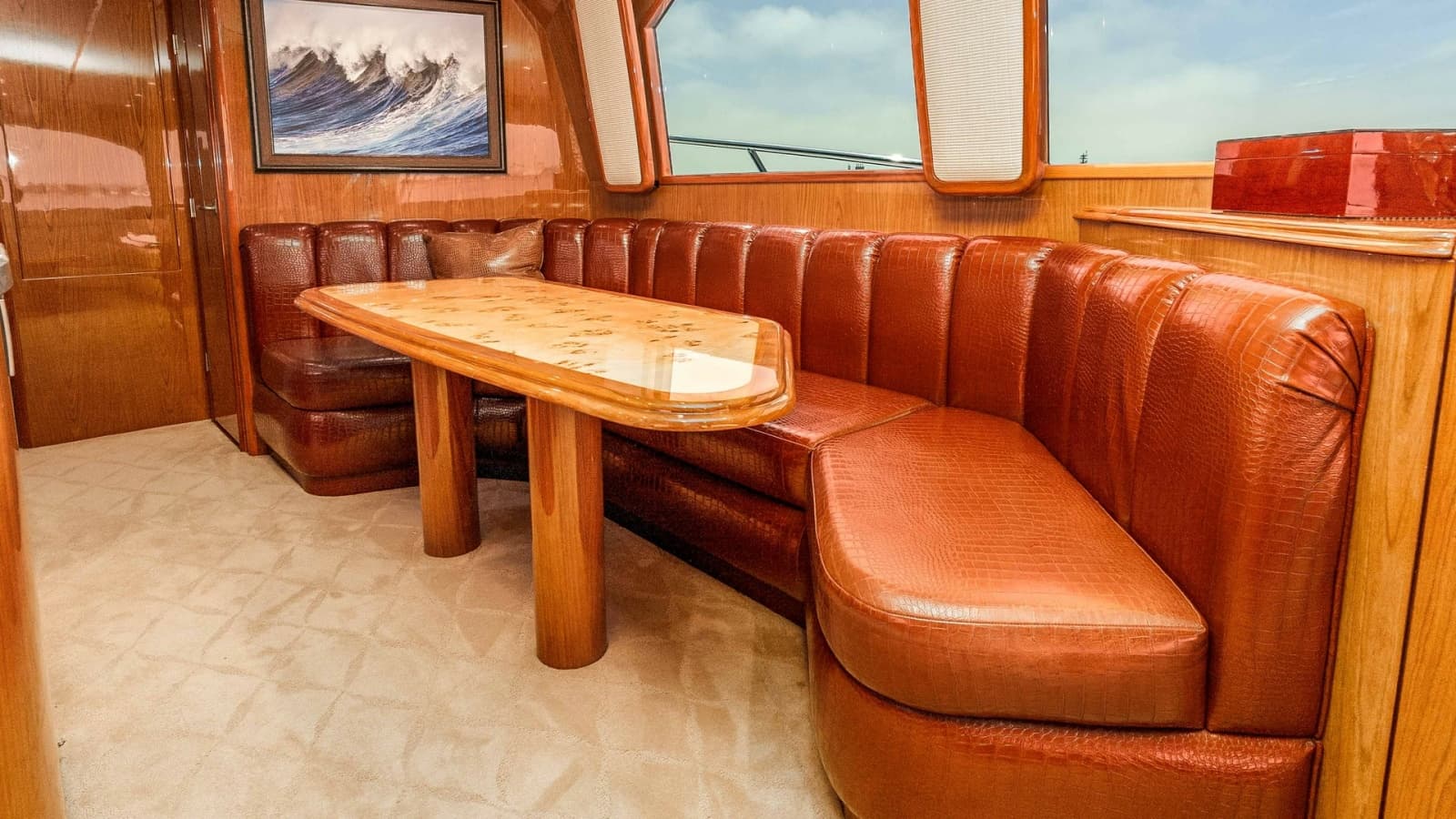2014 Viking 76 Enclosed Bridge "TRANQUILO" Comfortable U-Shaped Dining Settee