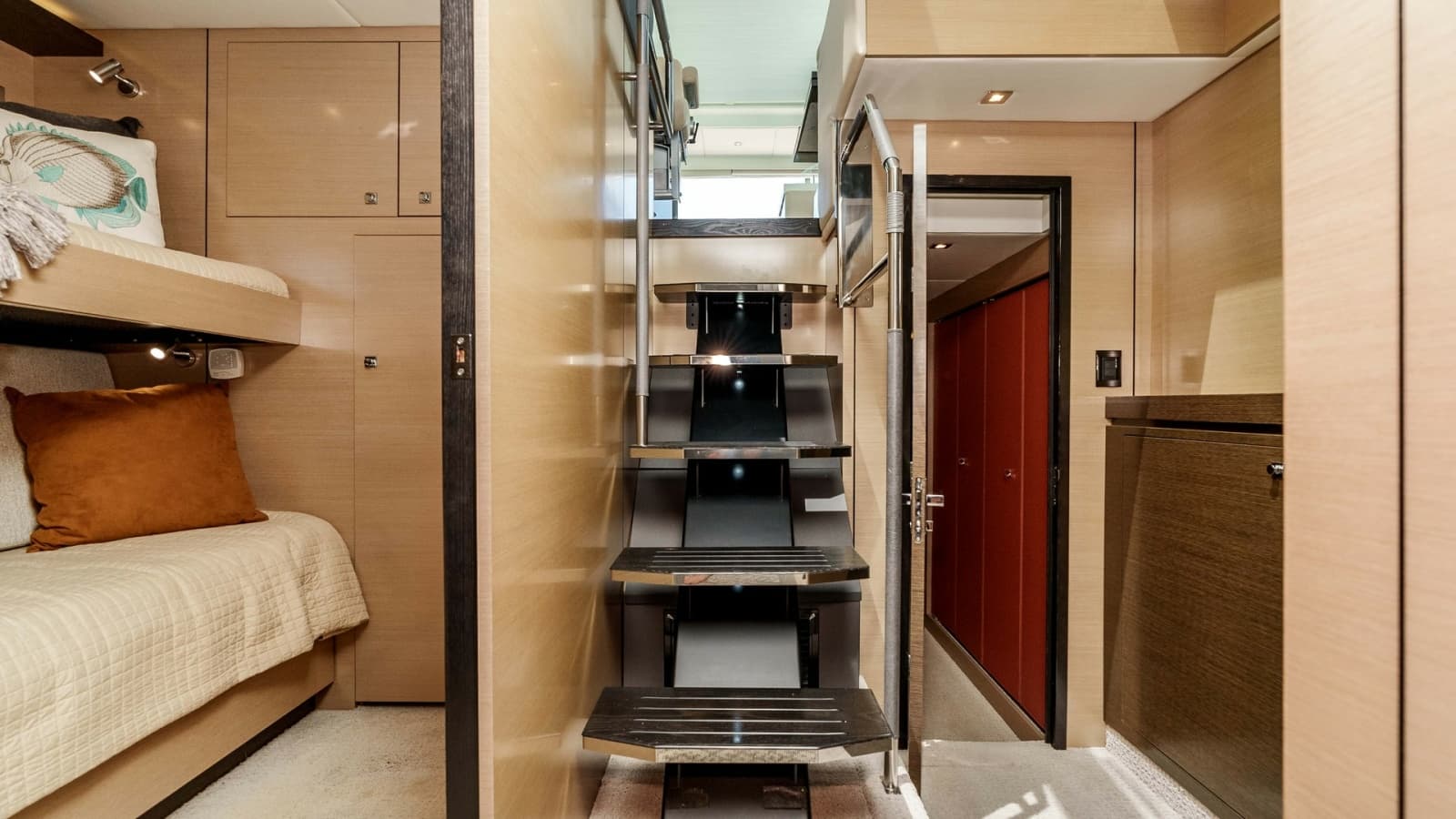 2017 Cruisers 60 Cantius 'Rising Star' - Salon Stairway to Master, Bunk Cabin & Laundry