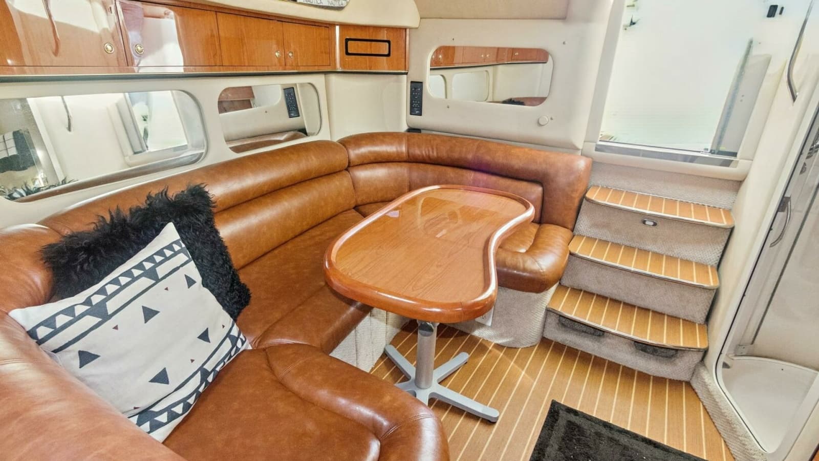 2000 Sea Ray 370 Express Cruiser "Sandie Lee" - Salon with Leather Seating and Table