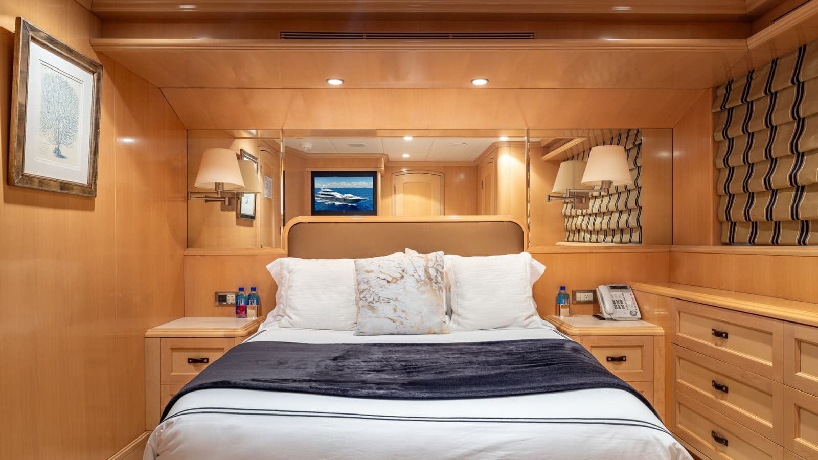 Guest Stateroom with Elegant Wood Finish