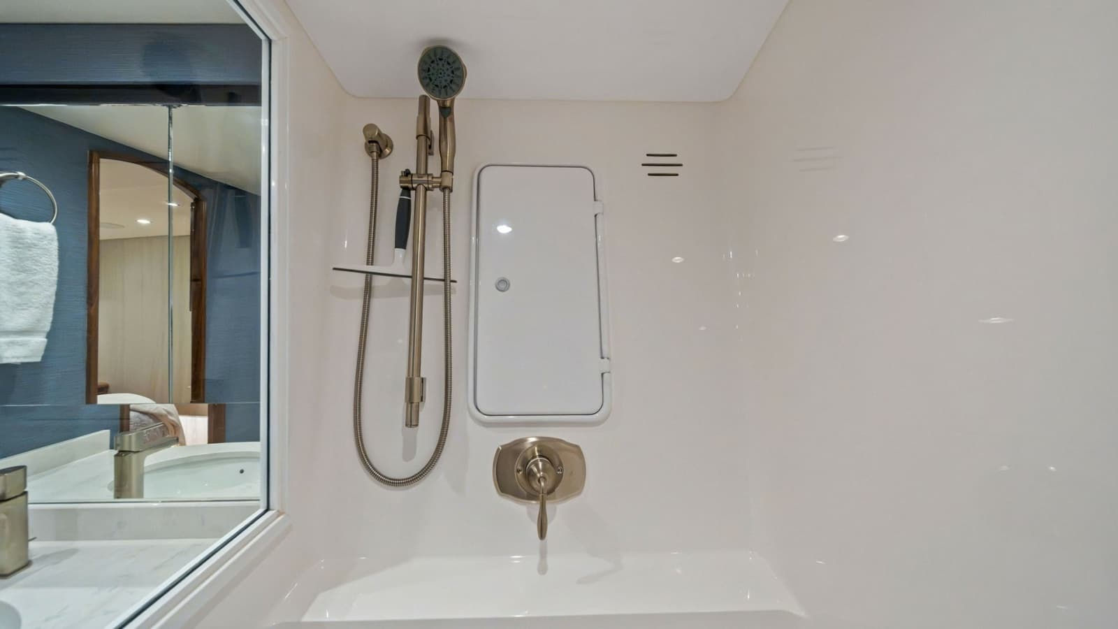 Enclosed Shower with Modern Fixtures