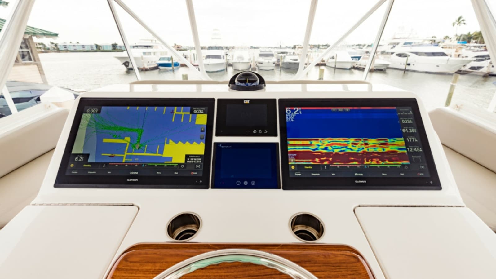 2020 Bertram 61 Convertible "SINE METU" - Flybridge Helm Station with Dual Displays