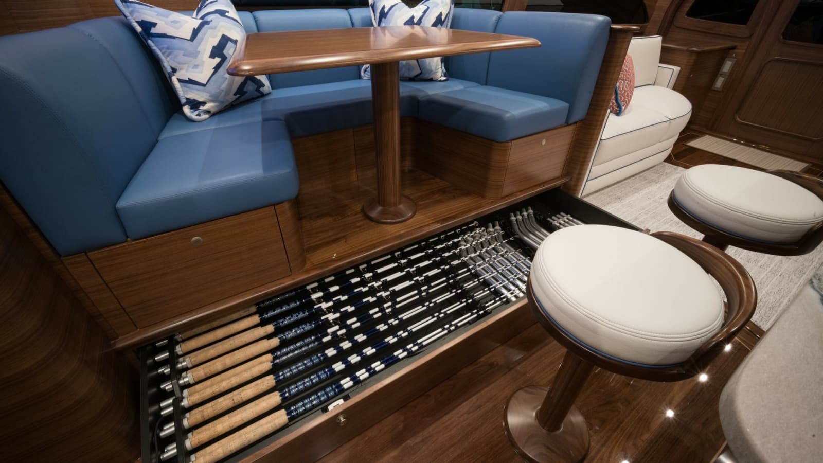 2026 Winter Custom Yachts 75 Open Convertible- MISS CARRIE- Rod Storage under Dinette