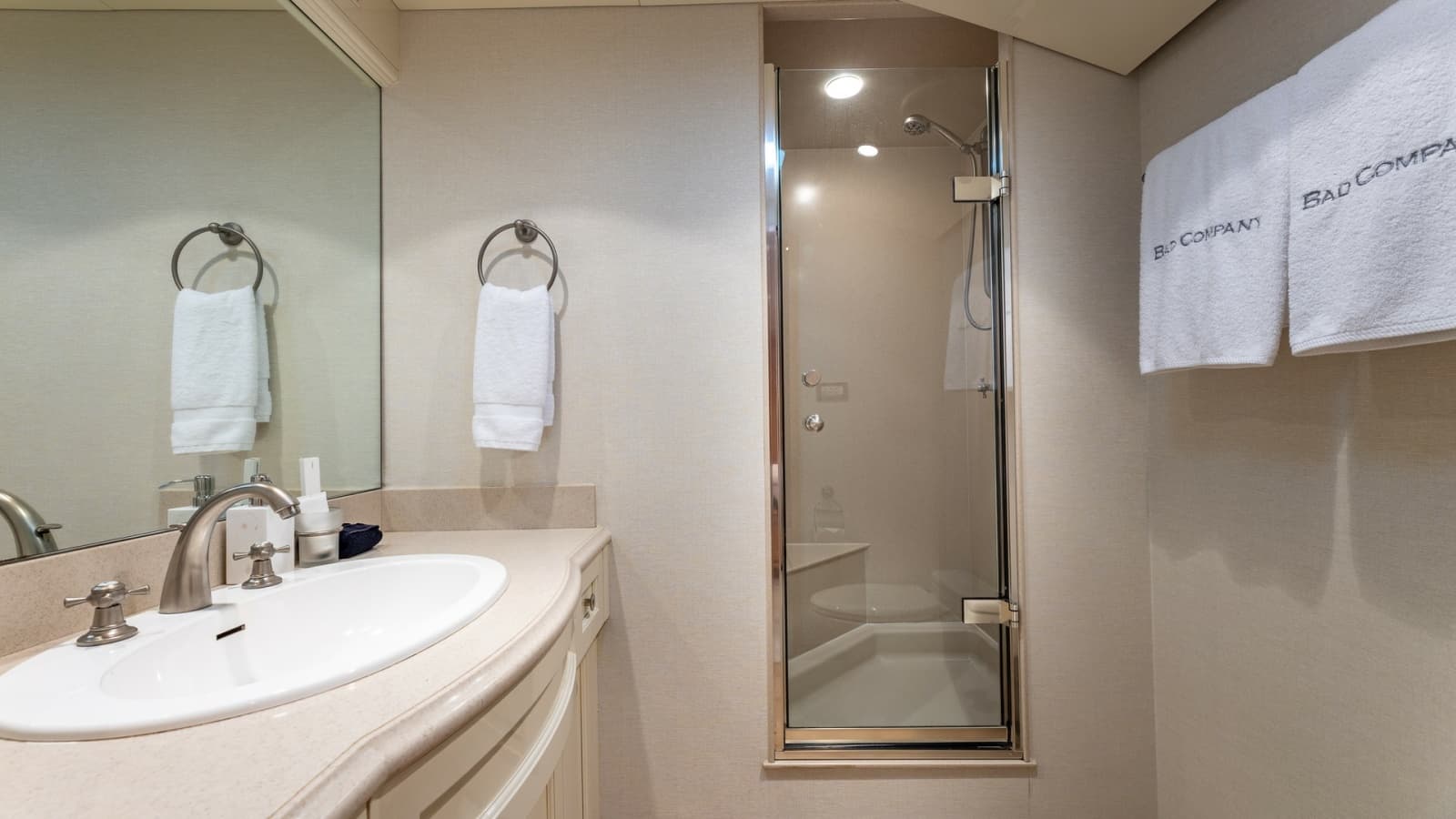 1998 Trinity Yachts Sport Fisherman - BAD COMPANY: Ensuite Bathroom with Shower