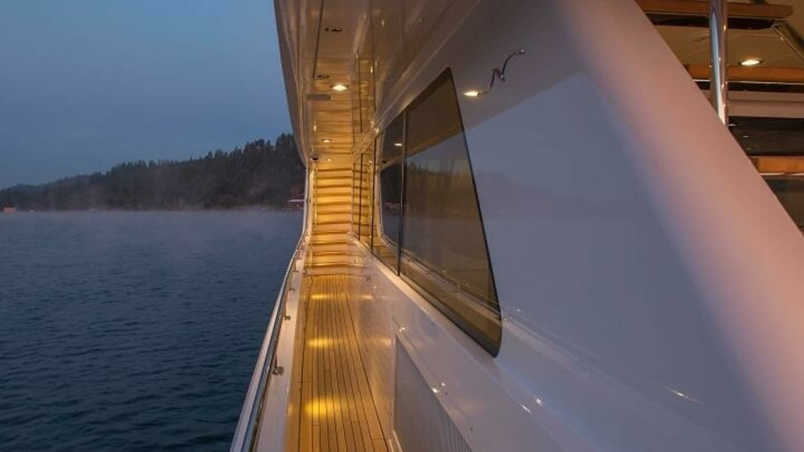 2019 Nordlund 115 Expedition Yachtfisher "Cazador" - Port Side Deck at Dusk