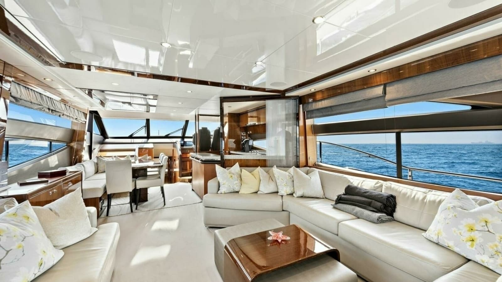 2015 Princess 72 Motor Yacht "LA-Z-BUOY" Inviting Salon View from Aft Deck Entrance