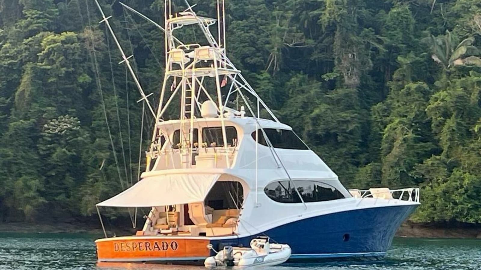 2008 Hatteras 77 Enclosed Bridge "Desperado"-Profile View'
