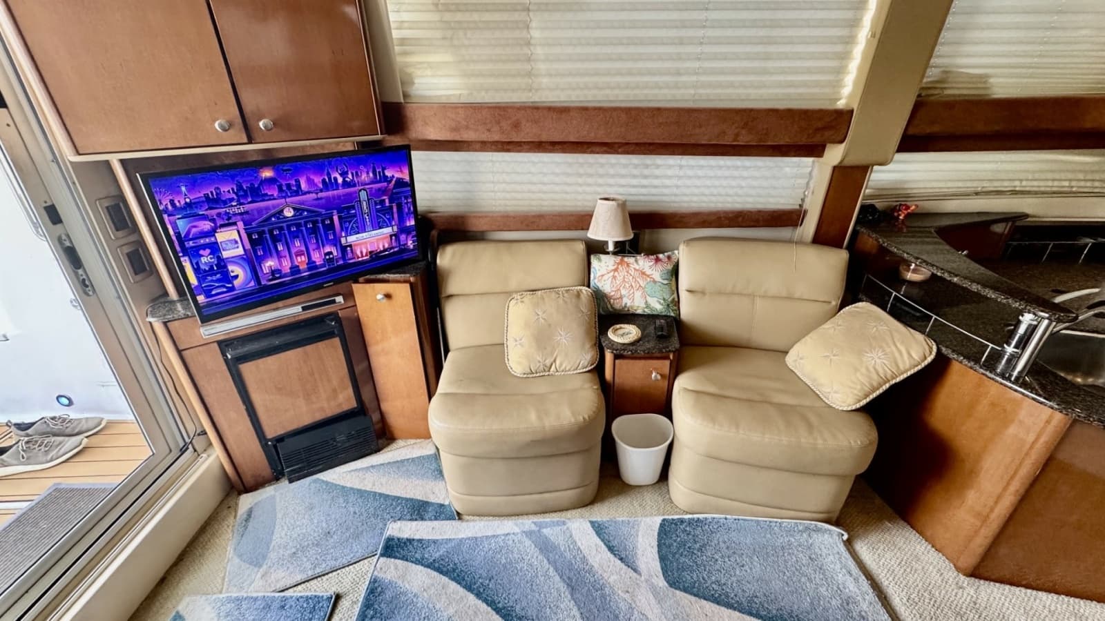 Salon Seating Area with Entertainment Center