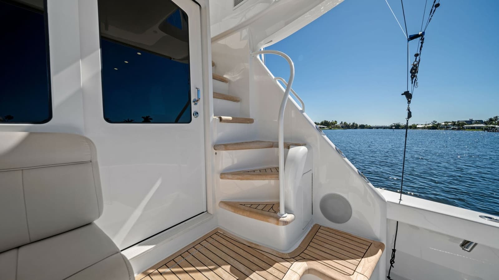 Stylish Teak Staircase to Flybridge