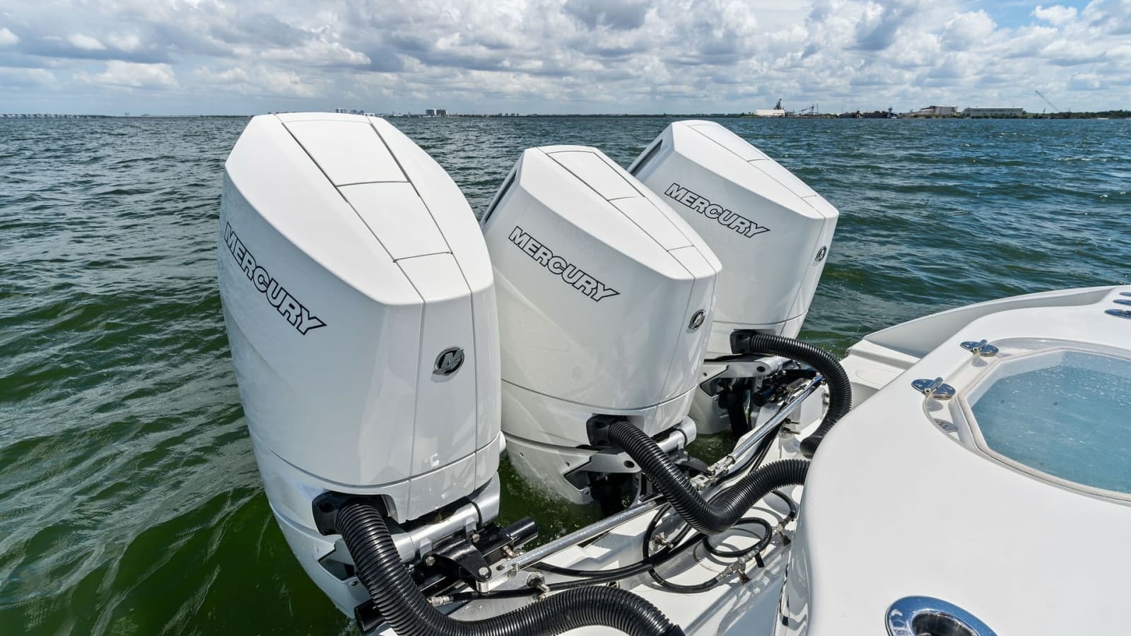 Triple Mercury Outboards on Transom
