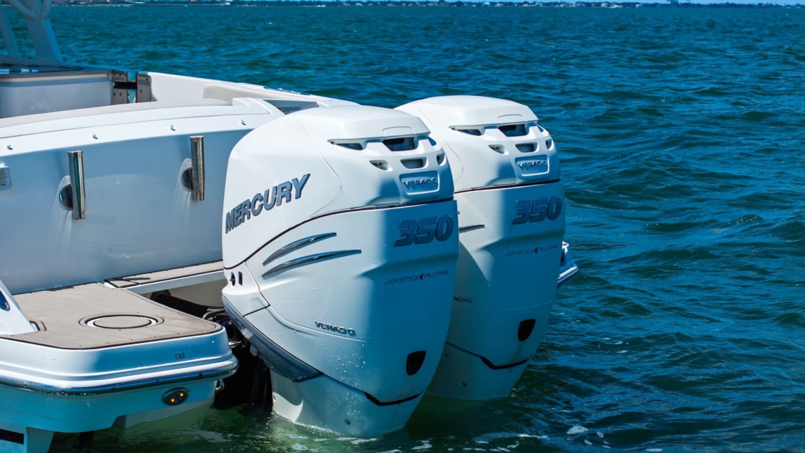 Twin Mercury Outboard Engines View
