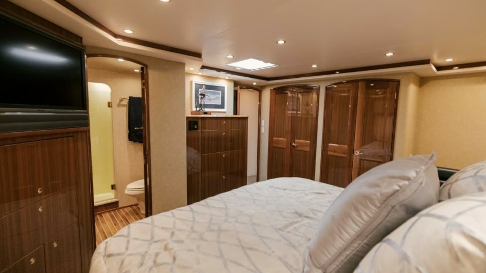 2006 Viking 74 Enclosed Bridge "KickBack" - Master En Suite Hanging Closet & En Suite Entrance