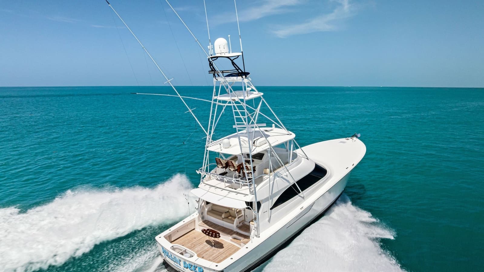 Aerial View of Sportfishing Yacht
