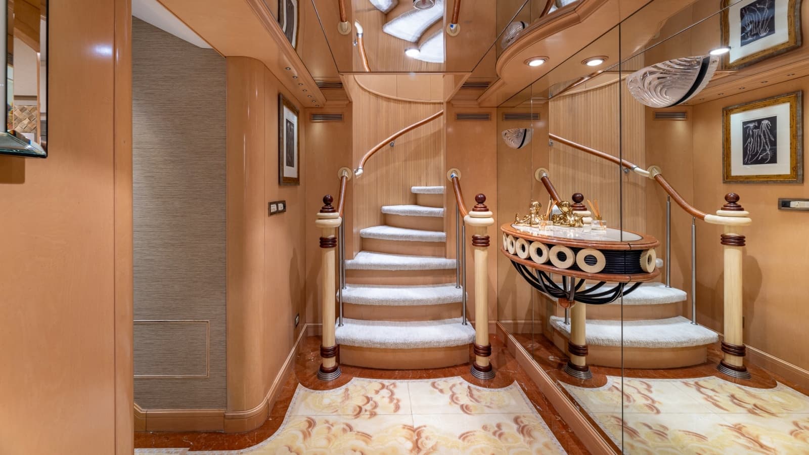 1998 Trinity Yachts Sport Fisherman - BAD COMPANY: Elegant Interior Staircase