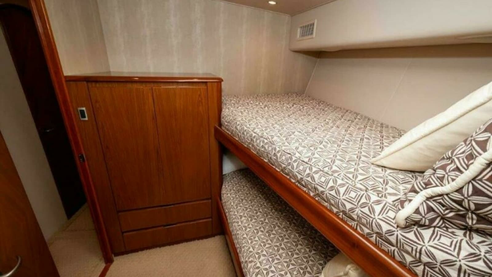 2012 76 Viking Sky Bridge Barefoot Drive Port Bunk Room (1)