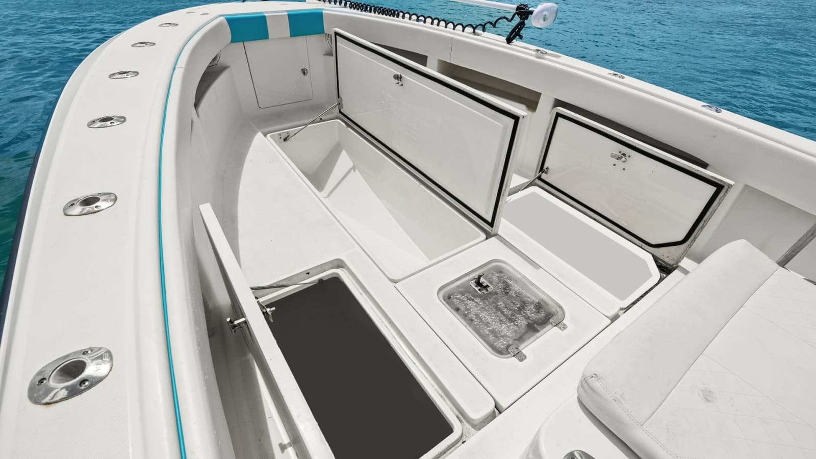 Spacious Bow Storage and Seating Area
