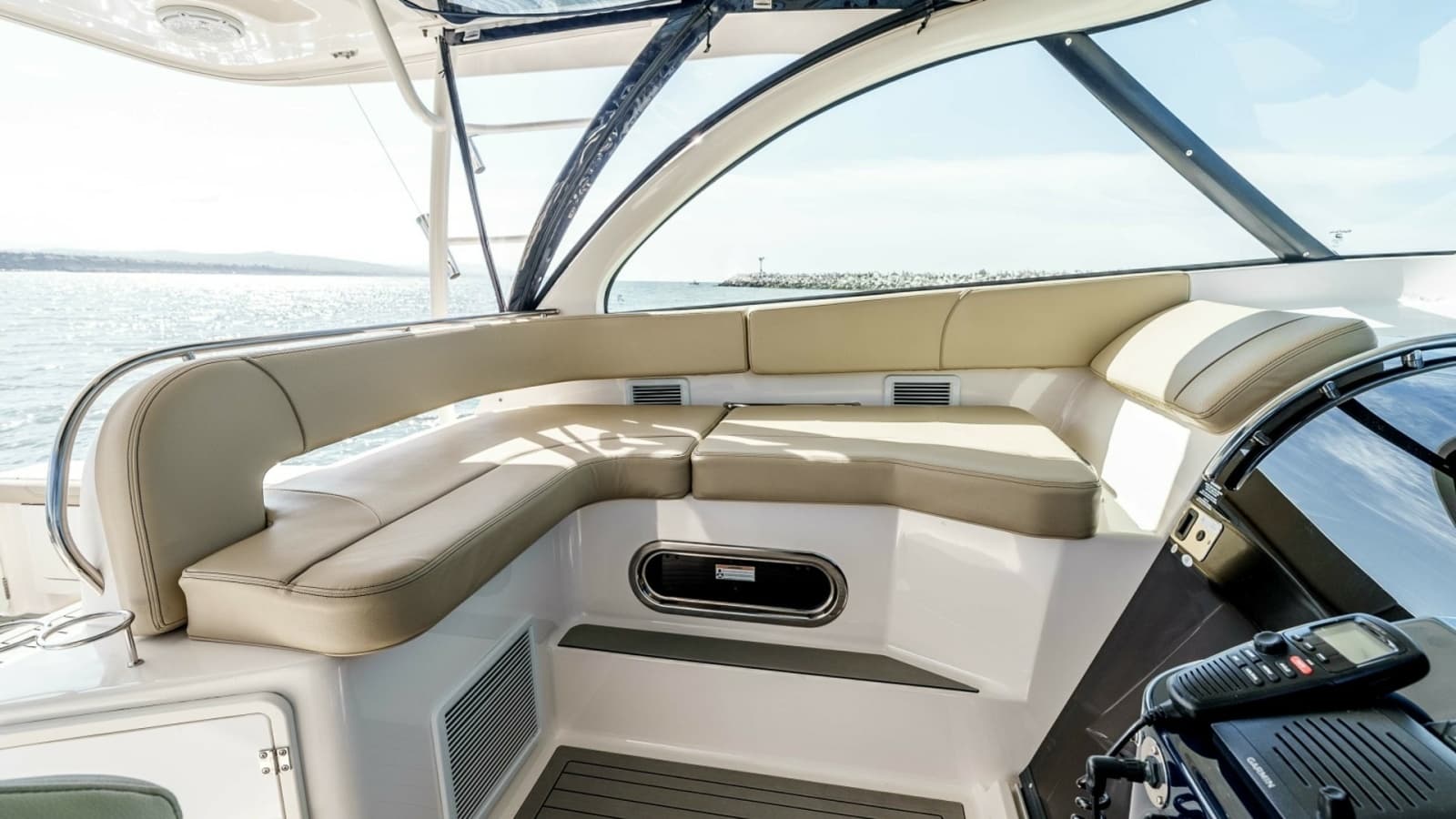 2018 Pursuit 385 Offshore "TAG TEAM" - Helm Seating Area with Panoramic View