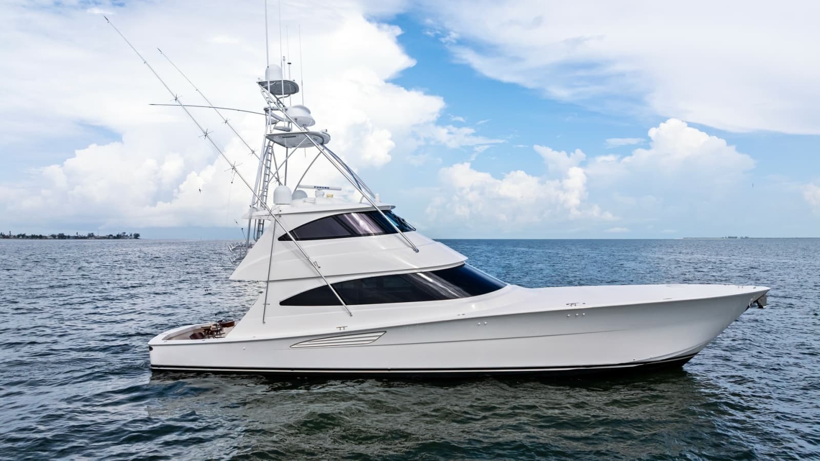 Starboard Profile of Viking 72 Enclosed Bridge