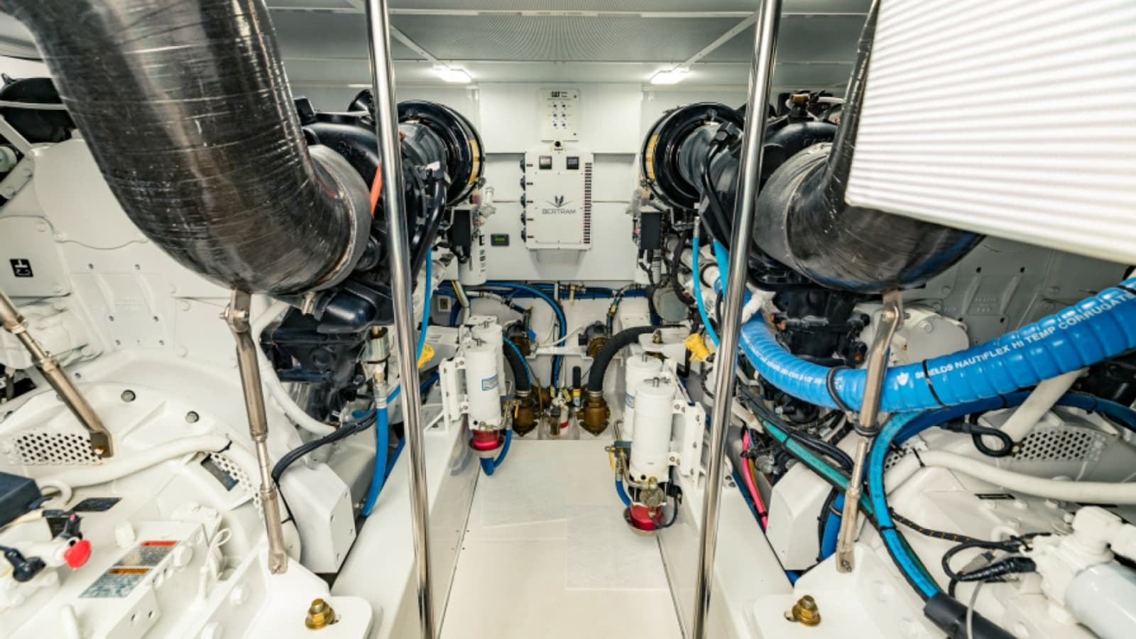 2020 Bertram 61 Convertible "SINE METU" - Engine Room with Twin Engines