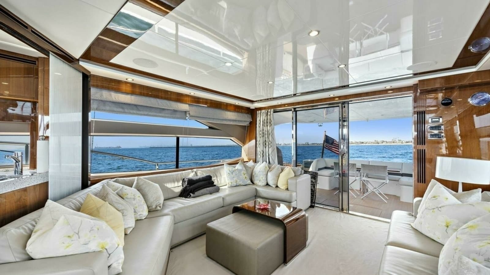 2015 Princess 72 Motor Yacht "LA-Z-BUOY" Luxurious Salon and Aft Deck View