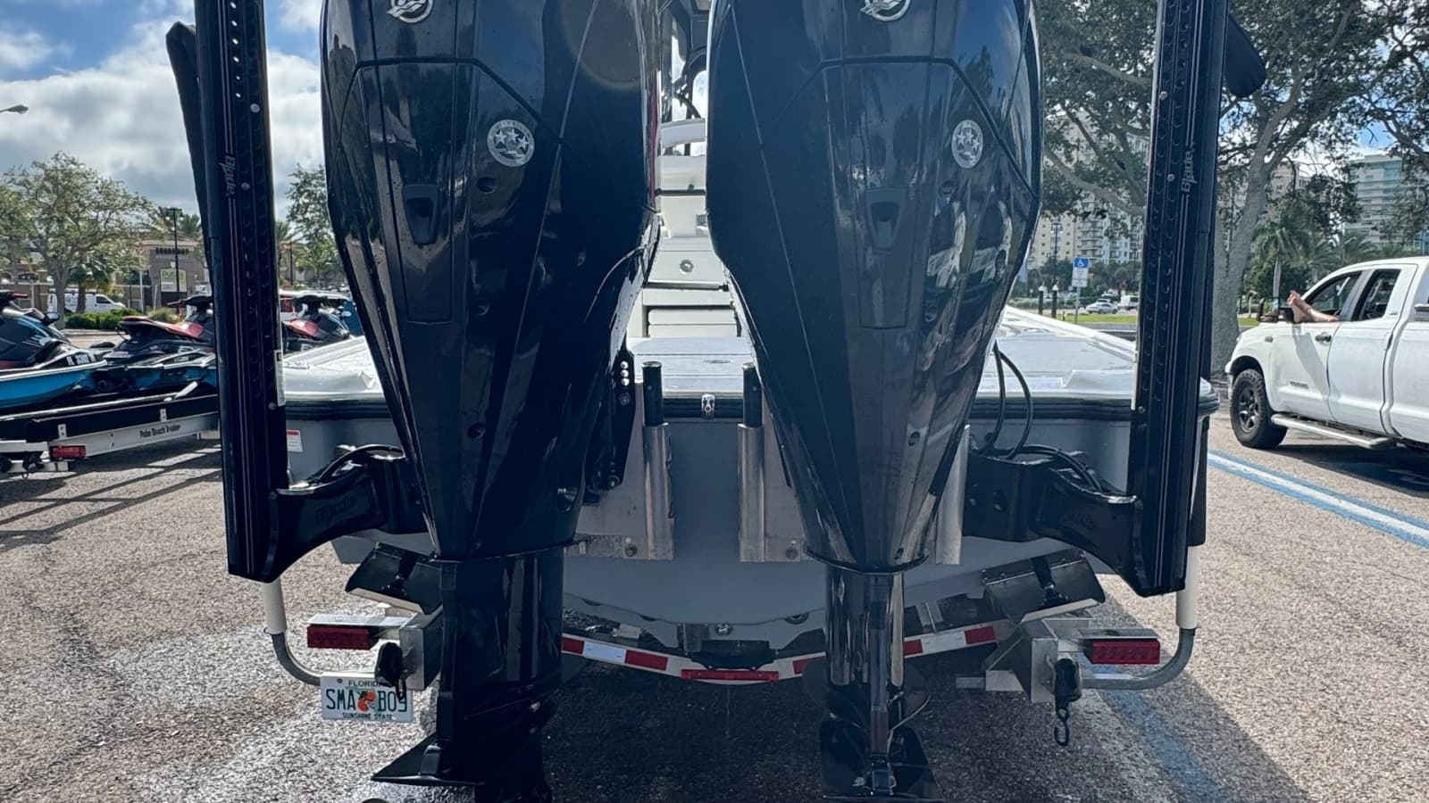 Twin Outboard Engines - Stern View