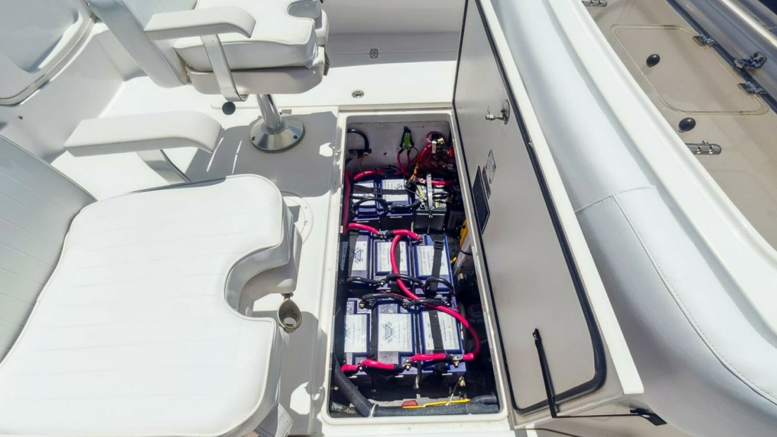2008 Fountain 38 Sportfishing Cruiser - "SWIFT SERENITY": Cockpit Battery Compartment Access