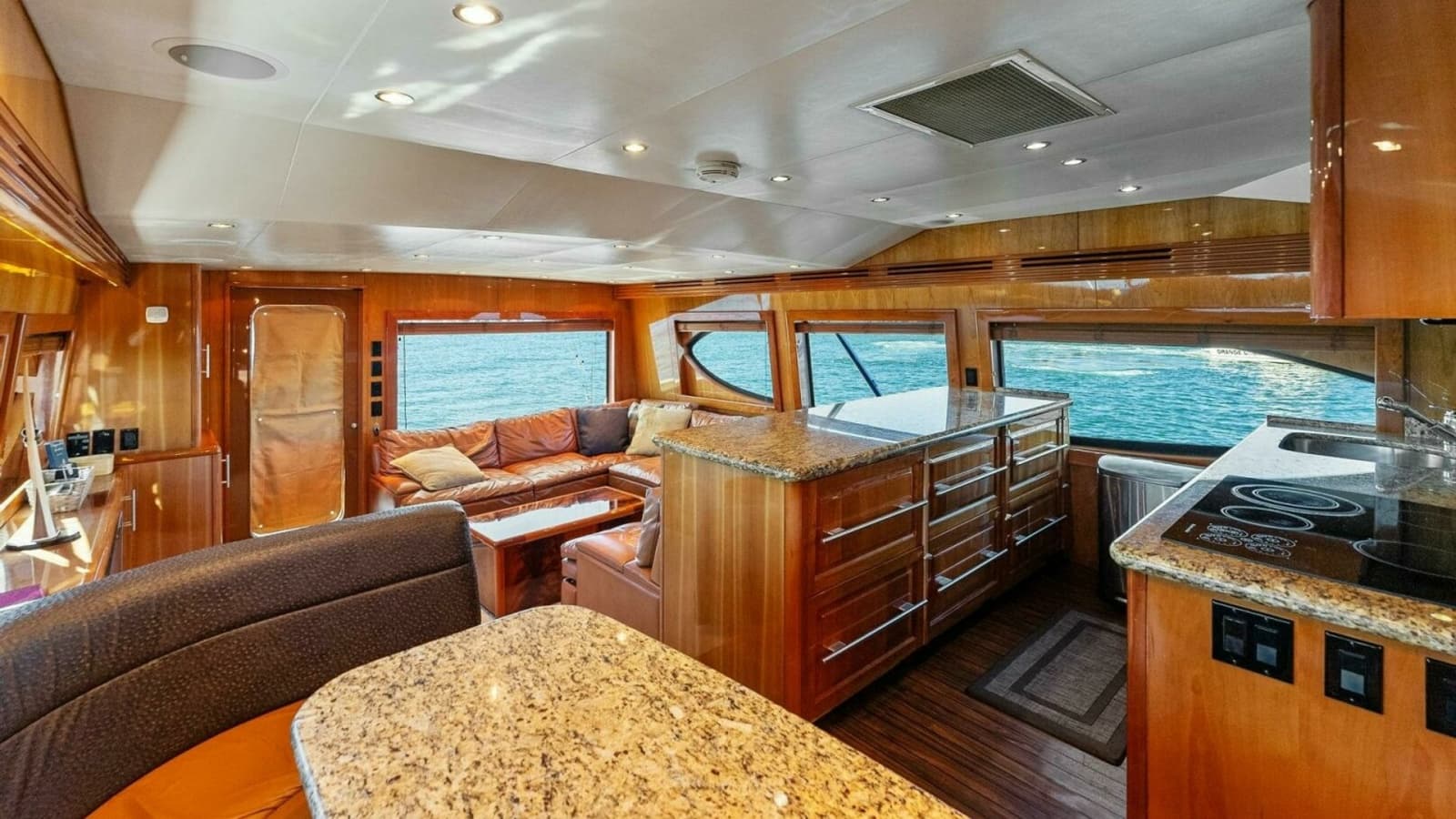 2007 Hatteras 64 Convertible CHUPACABRA - Luxurious Salon with Panoramic Views