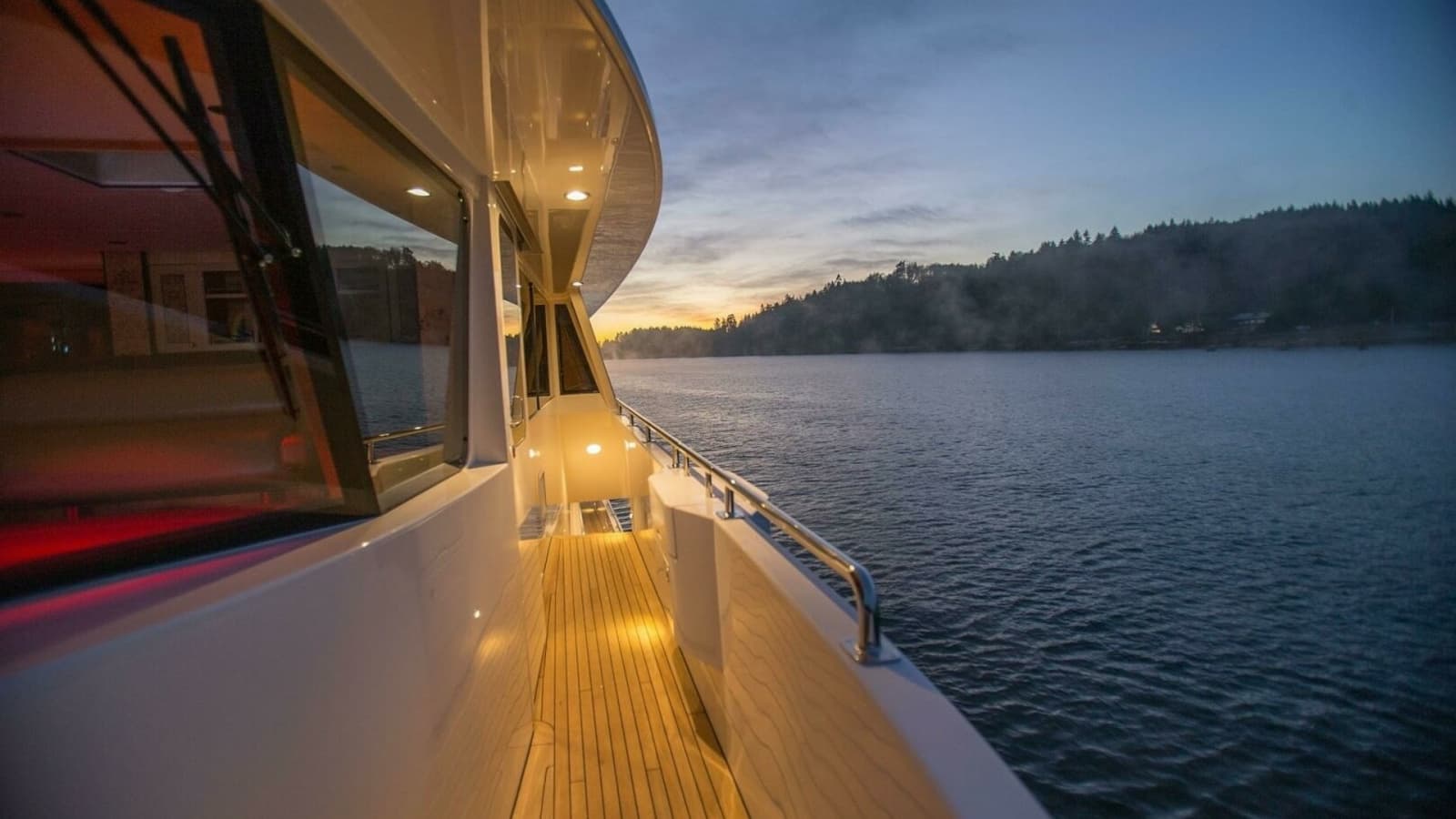 2019 Nordlund 115 Expedition Yachtfisher "Cazador" - Port Side Deck at Sunset