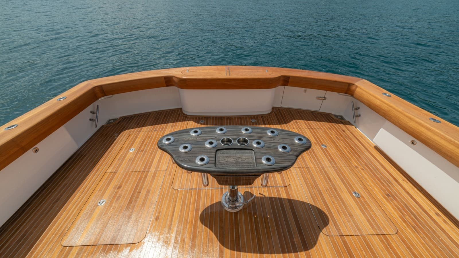 Spacious Teak Cockpit with Rod Holders