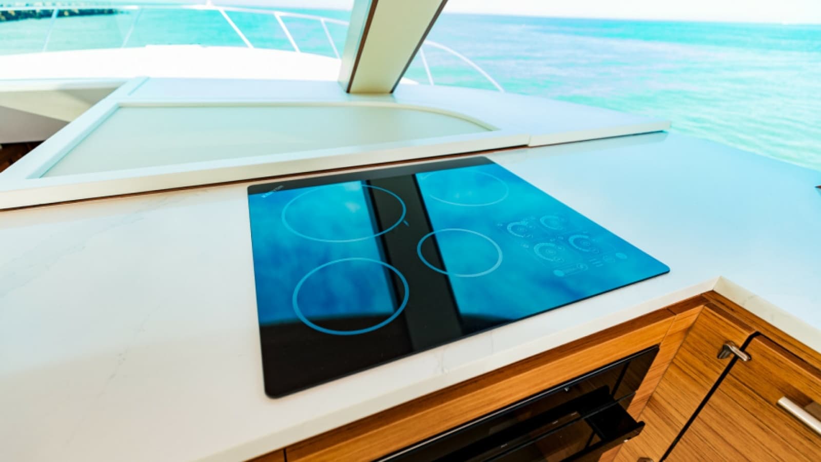 2020 Bertram 61 Convertible "SINE METU" - Galley with Modern Cooktop