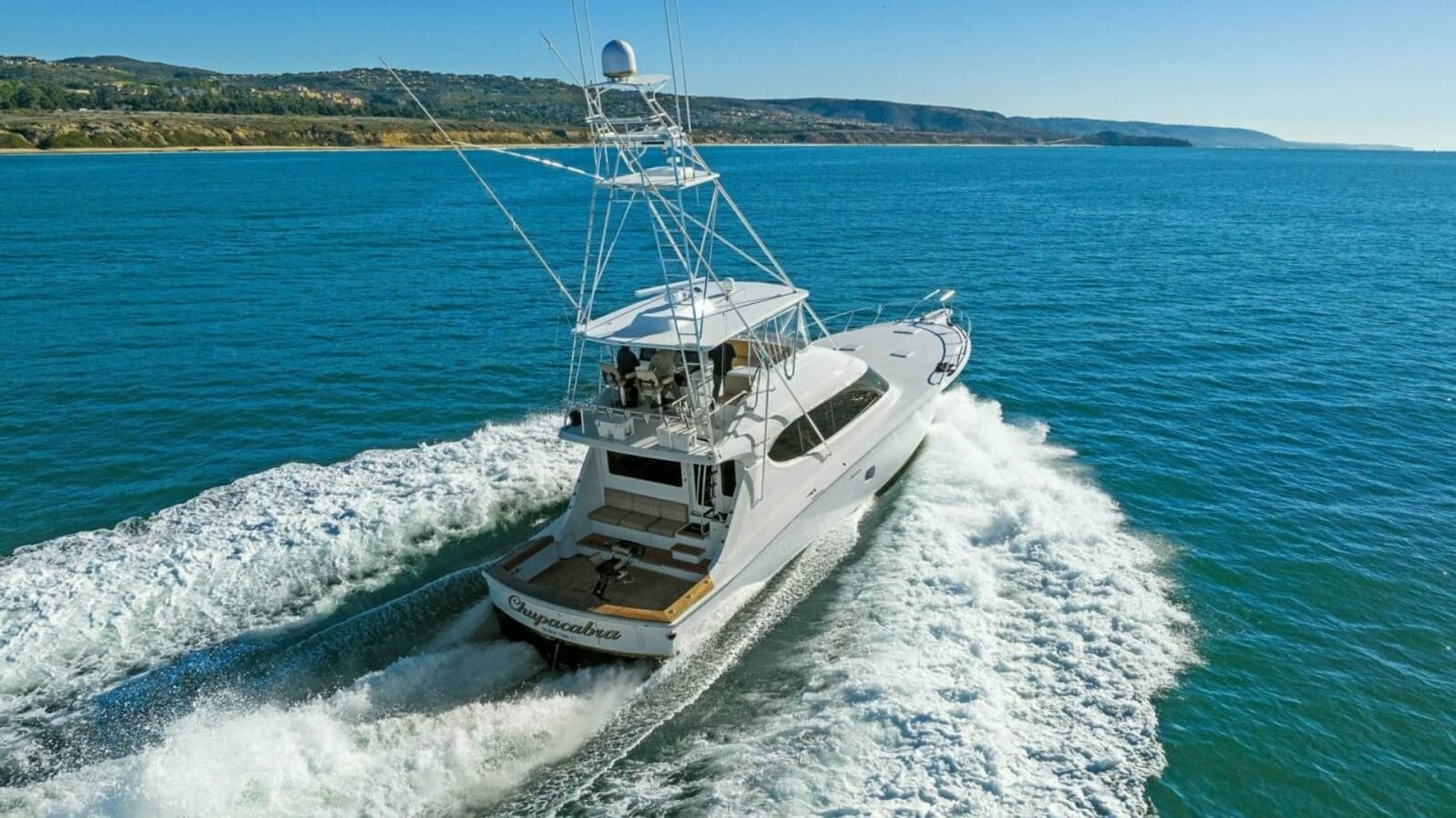 2007 Hatteras 64 Convertible CHUPACABRA - Aerial View of Aft Deck in Motion