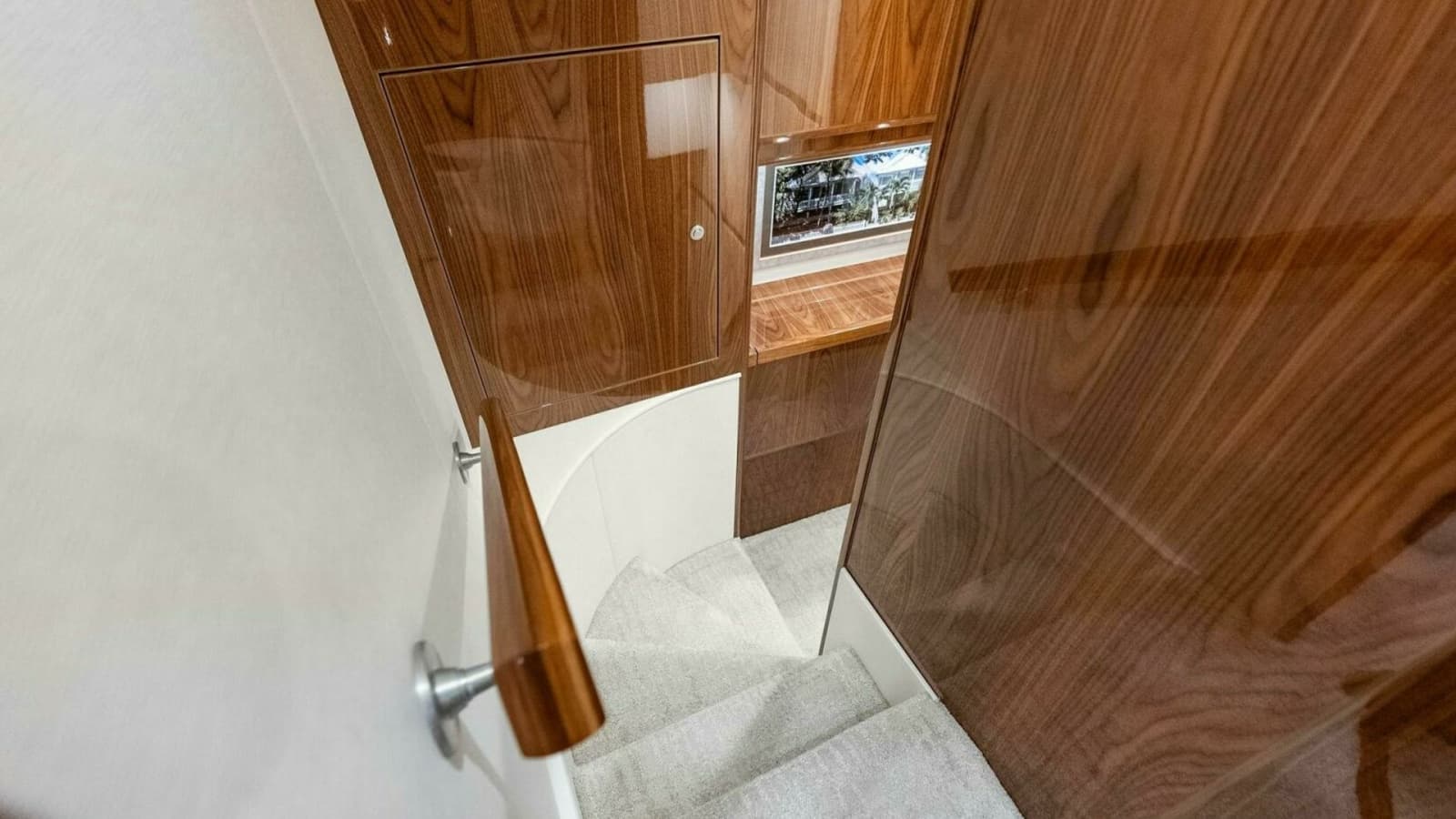 2022 Viking 68 Enclosed Bridge- PIPE DREAM- Companionway stairs