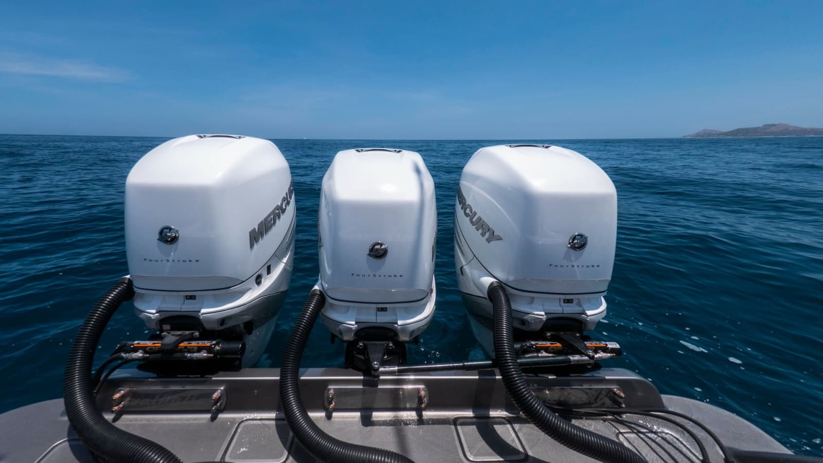 Triple Mercury Outboards on Aft Deck
