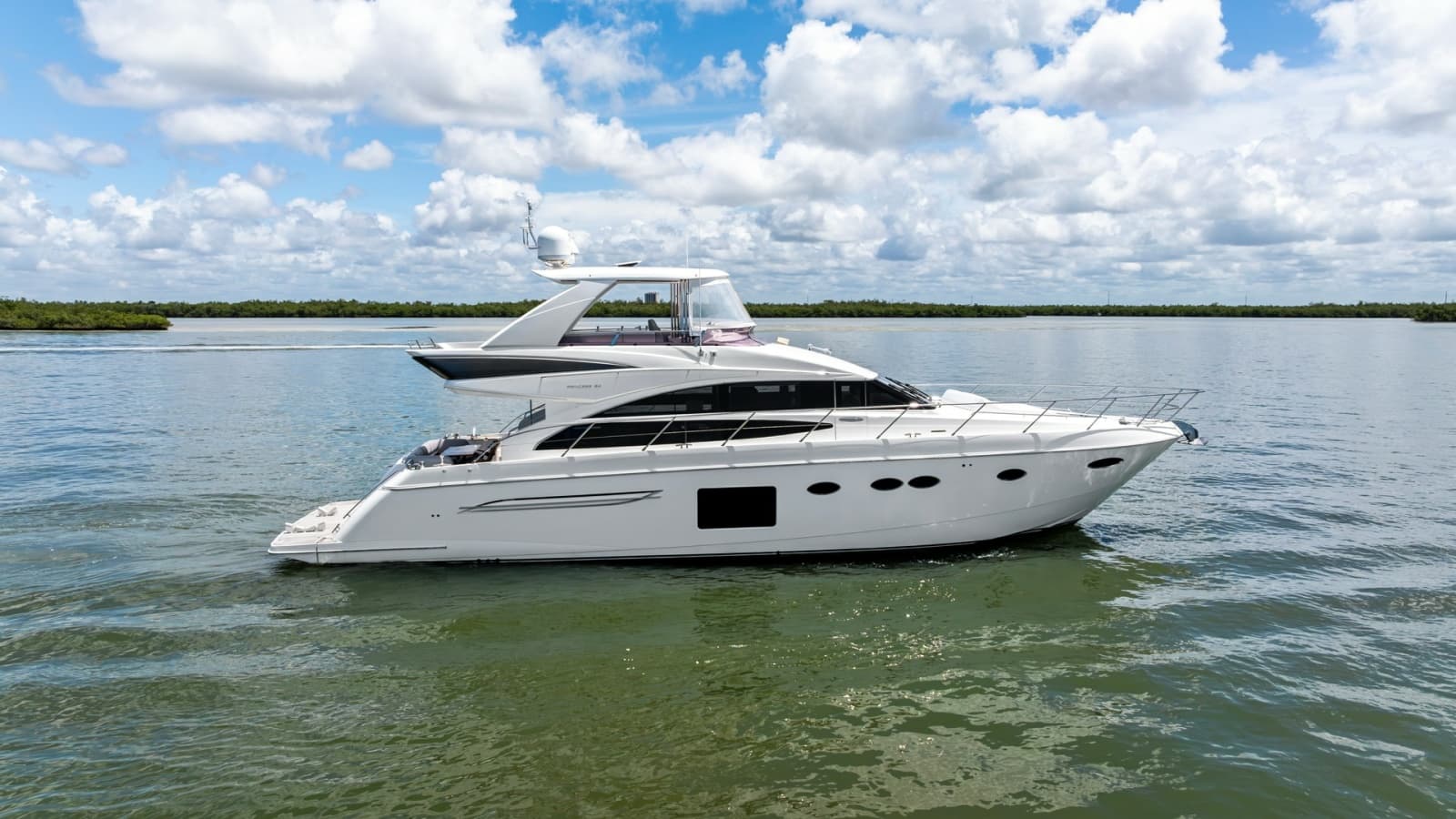 Side Profile of Flybridge Yacht