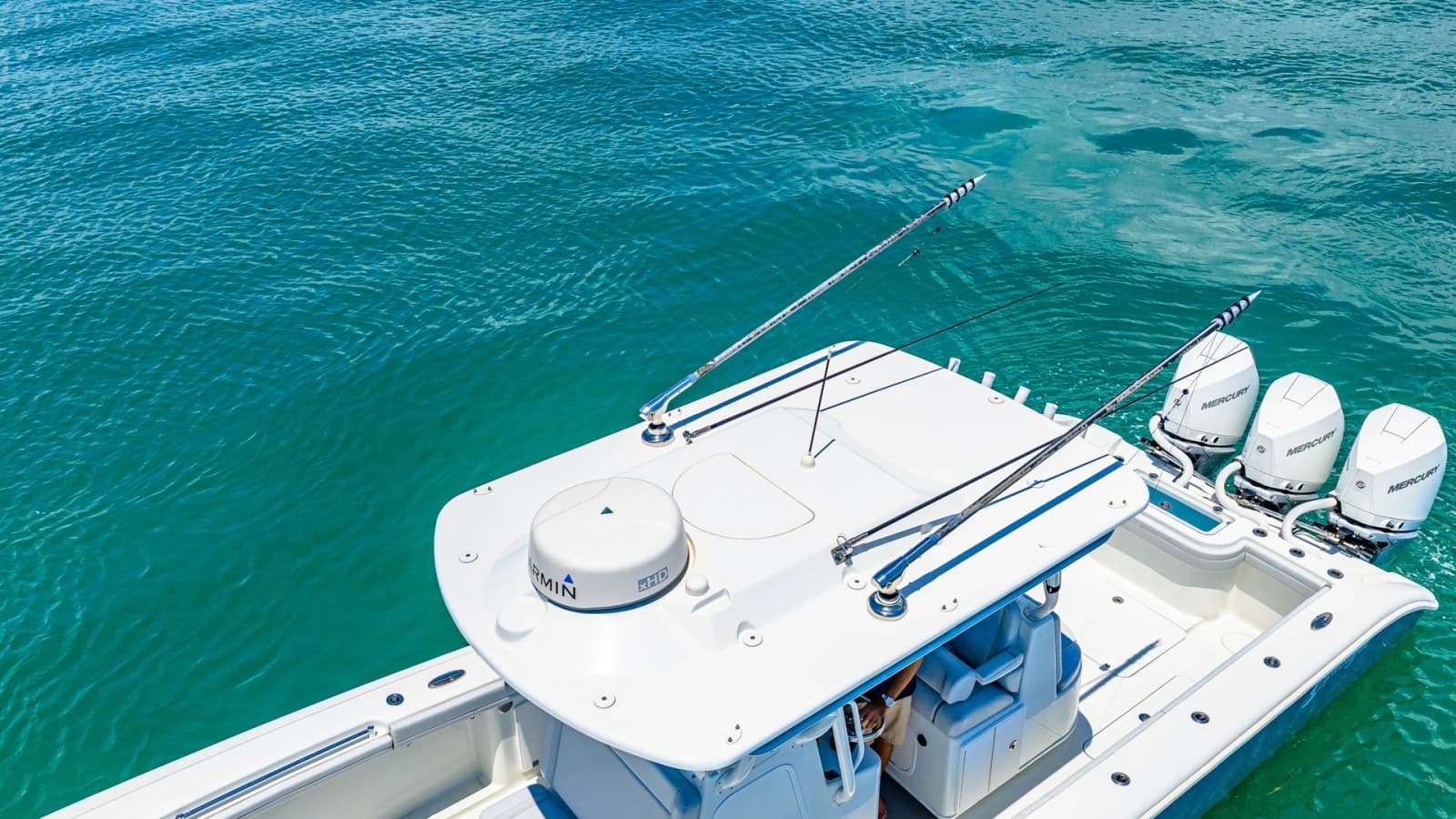 Overhead View of Helm and Outboards