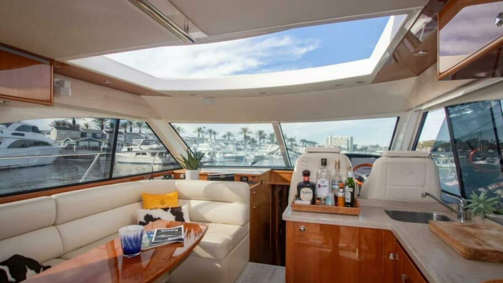 2012 Riviera 50 Sport Yacht "Contessa" - Salon with Panoramic Windows and Skylight