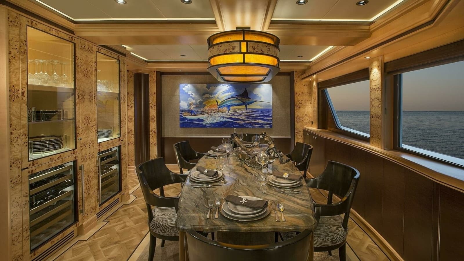 2019 Nordlund 115 Expedition Yachtfisher "Cazador" - Elegant Dining Room with Ocean View