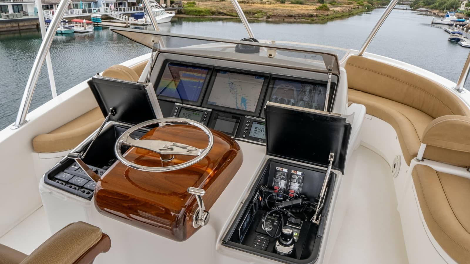 2020 Viking 92 Skybridge "After Midnight" - Skybridge Helm Station.