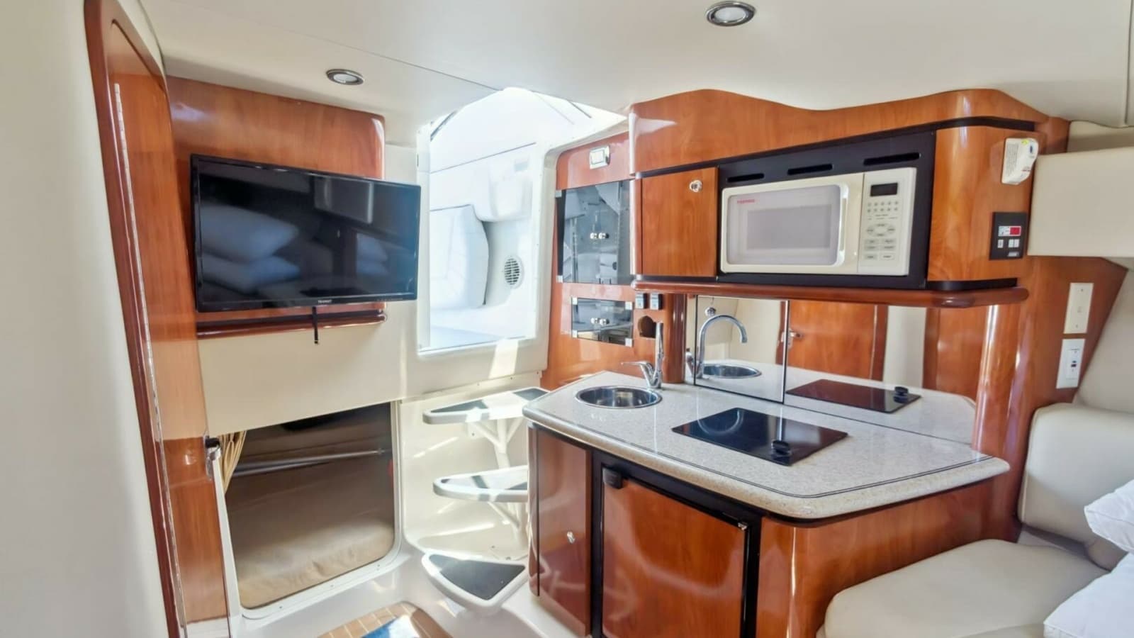 2008 Fountain 38 Sportfishing Cruiser - "SWIFT SERENITY": Galley and Entertainment Area