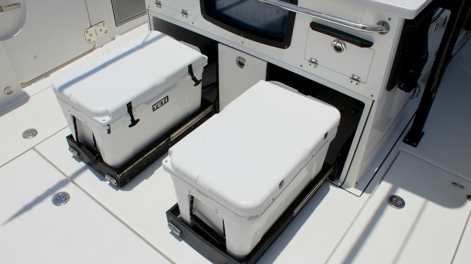 Fishing Station with Slide-Out Coolers