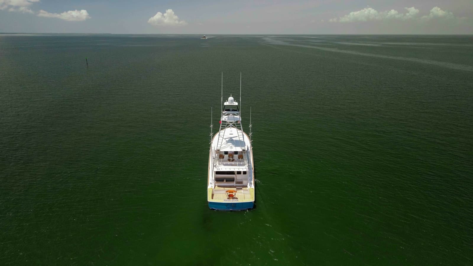Aerial Stern View on Open Water
