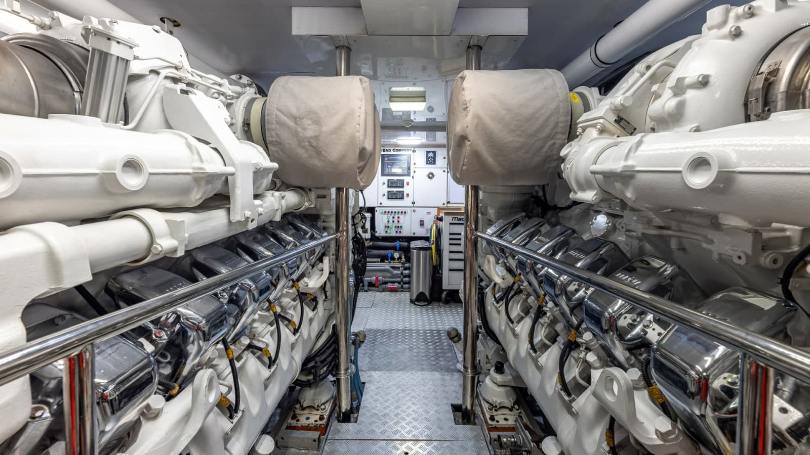 1998 Trinity Yachts Sport Fisherman - BAD COMPANY: Engine Room with Dual Engines