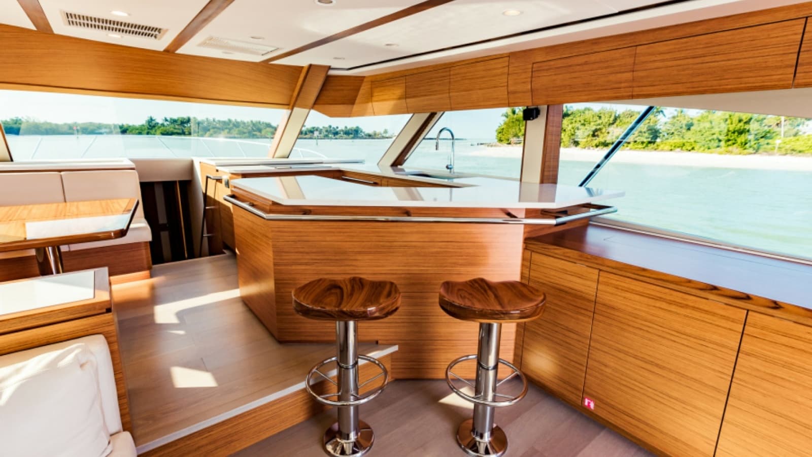 2020 Bertram 61 Convertible "SINE METU" - Salon with Bar and Ocean View