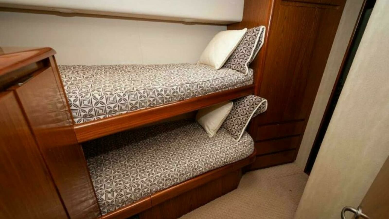 2012 76 Viking Sky Bridge Barefoot Drive Port Bunk Room (2)