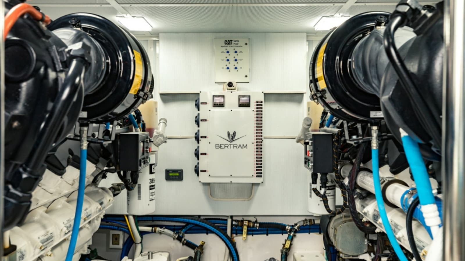 2020 Bertram 61 Convertible "SINE METU" - Engine Room with Twin Engines