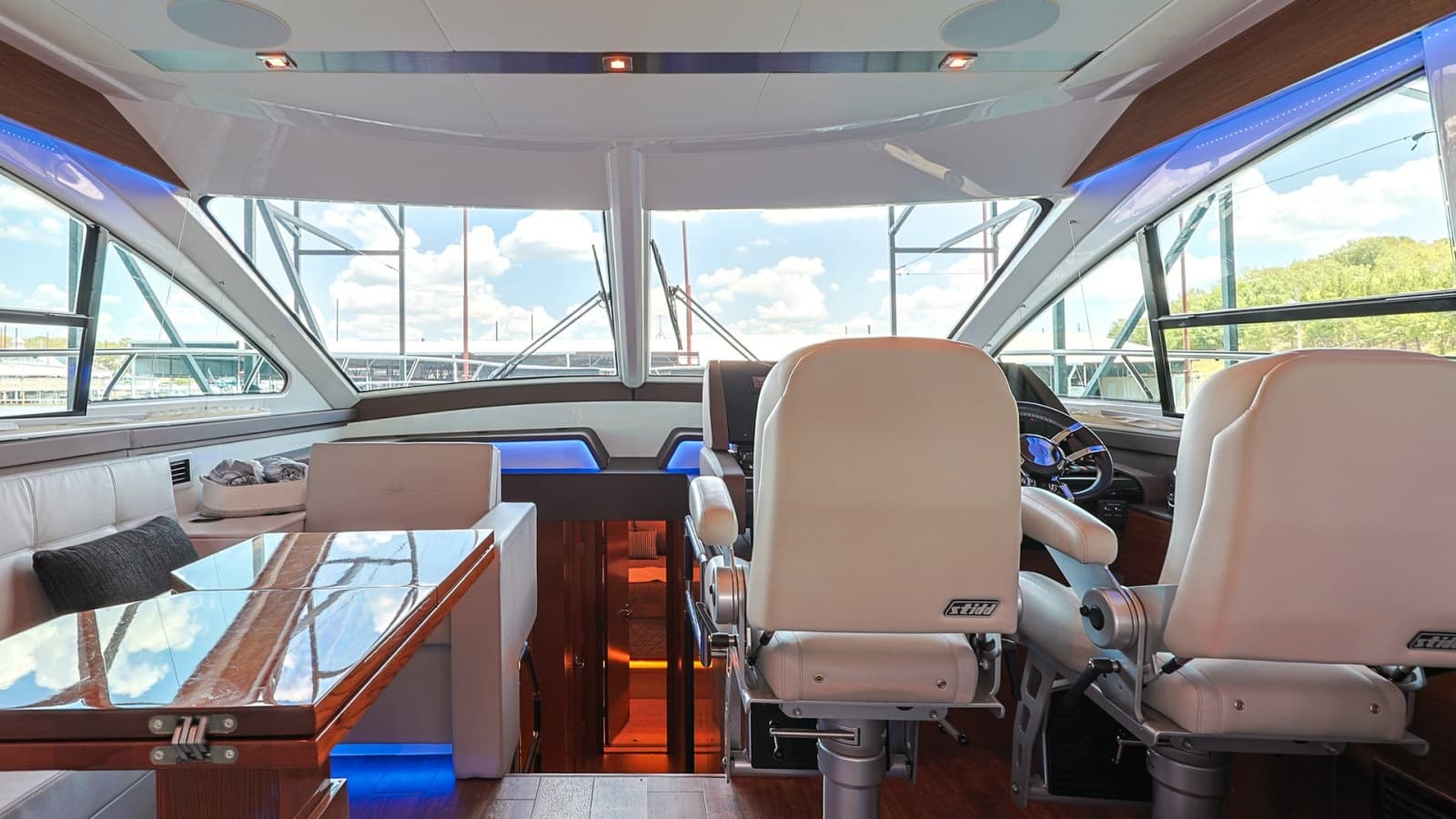 Helm Station and Salon Seating Area