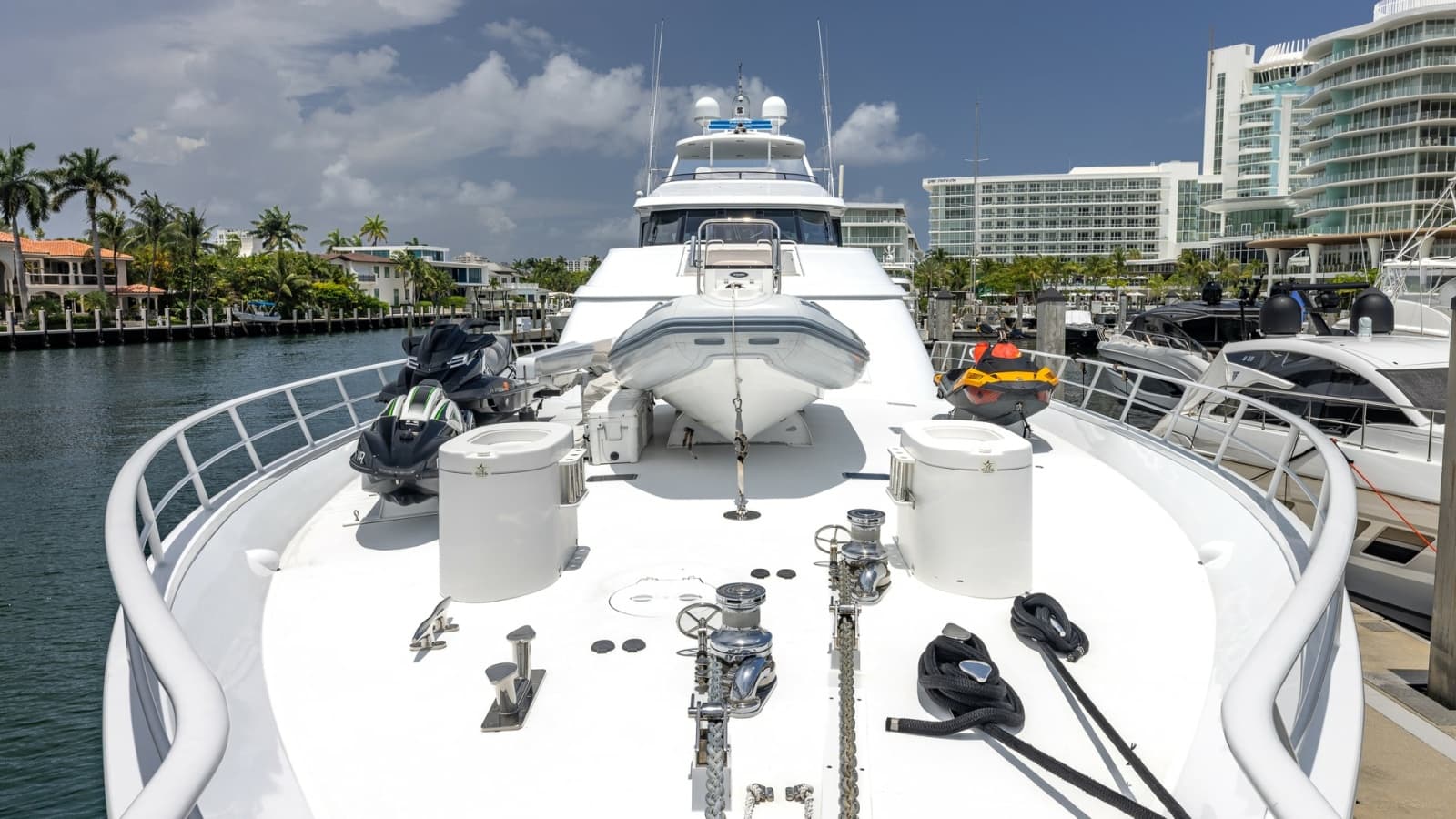 1998 Trinity Yachts Sport Fisherman - BAD COMPANY: Spacious Foredeck with Tender & Toy Storage
