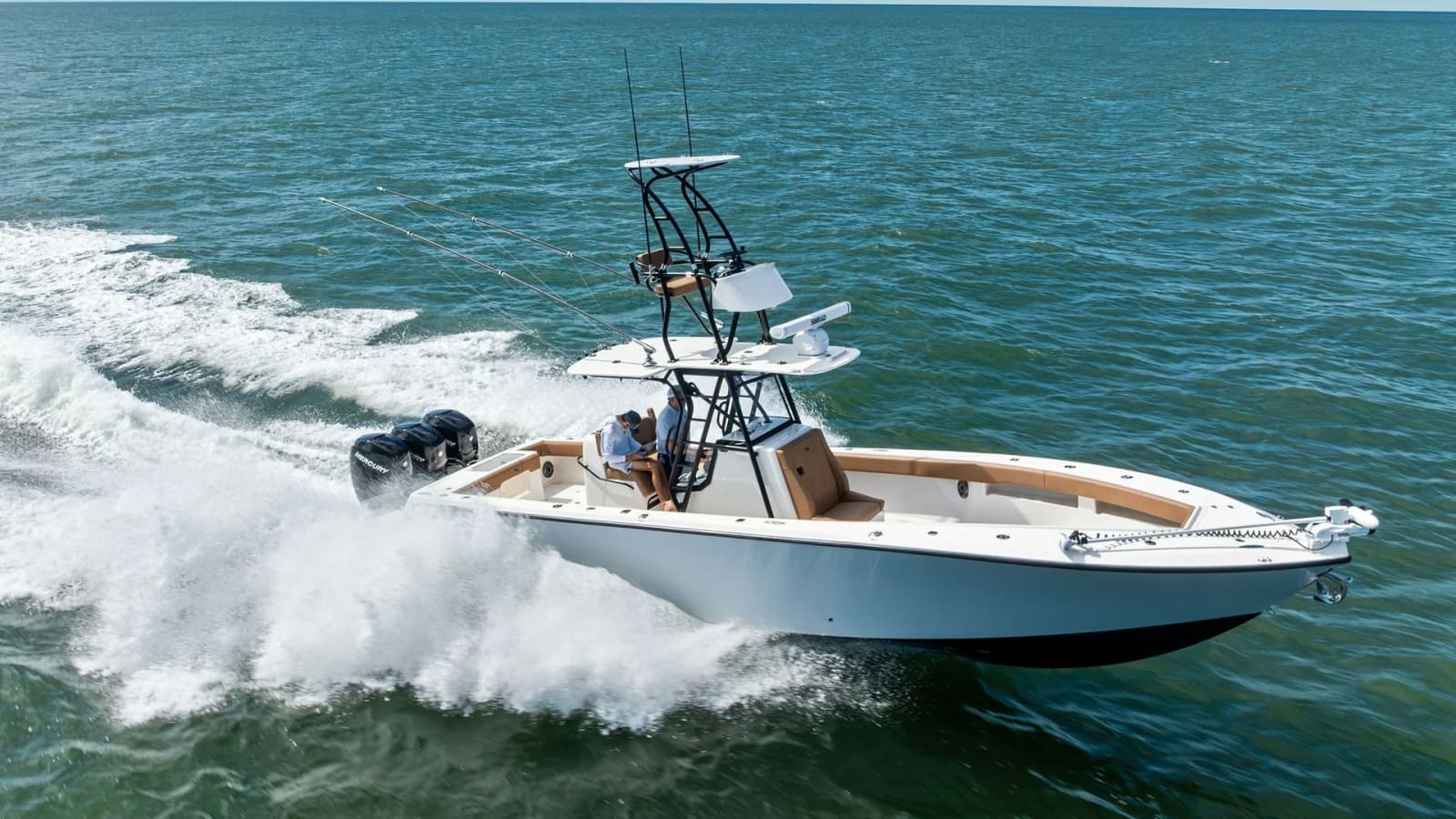 Aerial View of SeaVee 340B in Motion