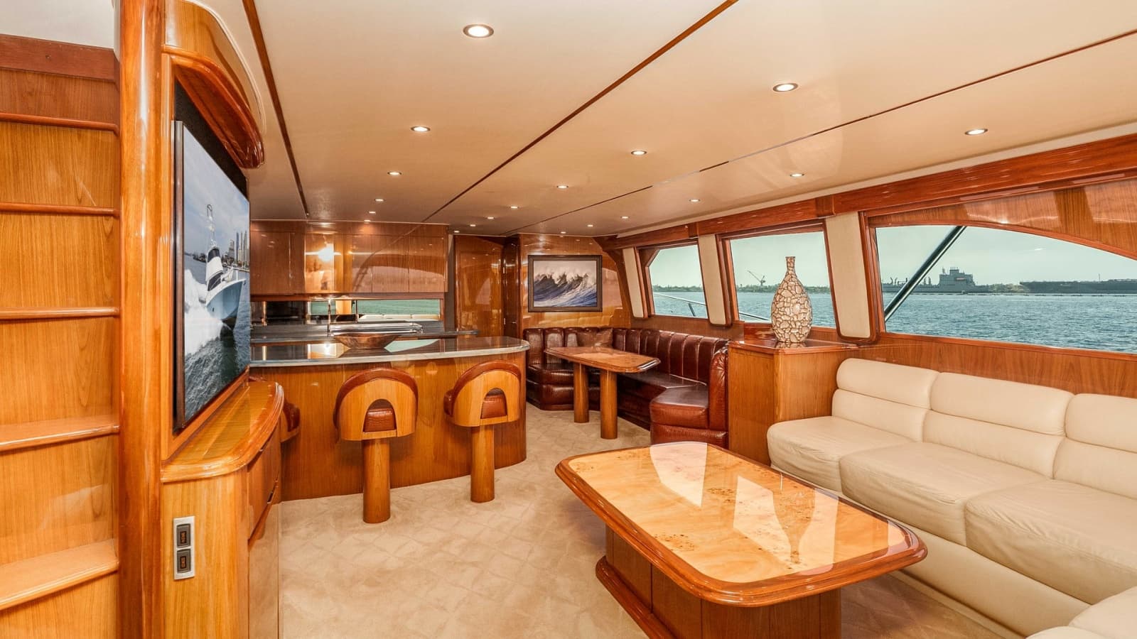 2014 Viking 76 Enclosed Bridge "TRANQUILO" Spacious Salon & Well-Appointed Galley/ Dining Area